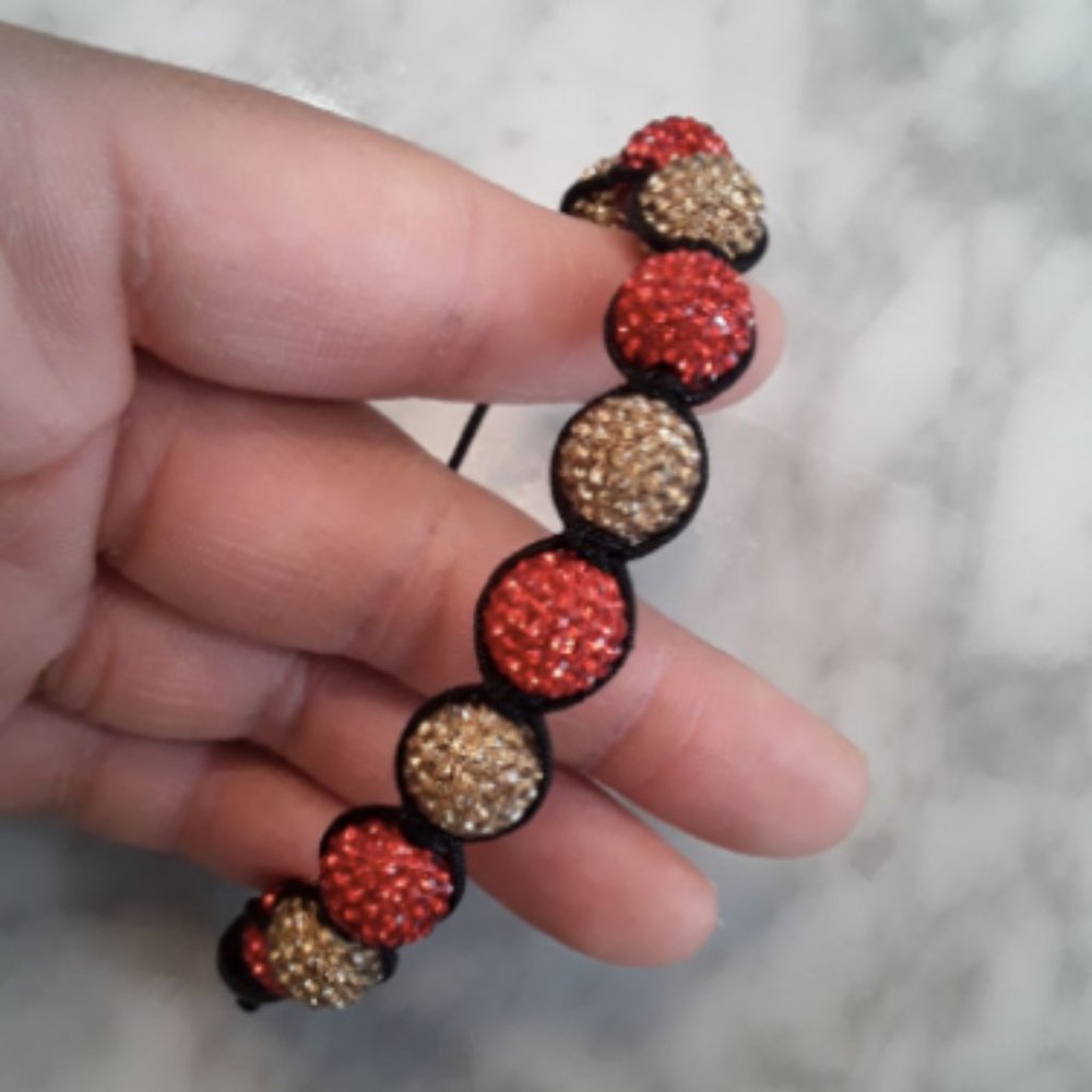 Red & gold rhinestone sphere bracelet
